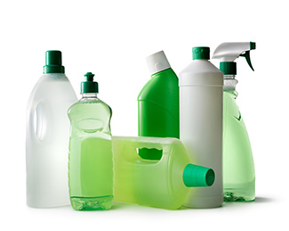 bottles of cleaning products